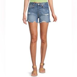 Free People Distressed Denim Shorts Light Wash 27